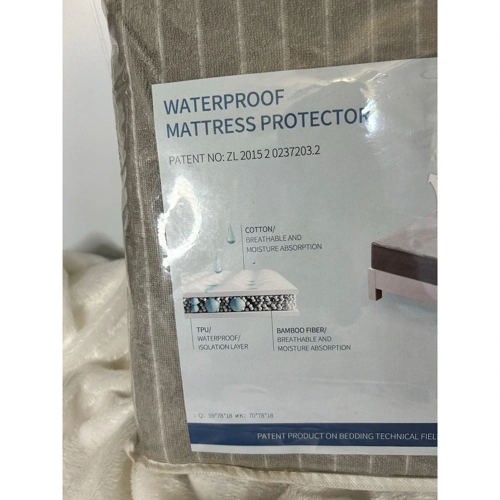 King Size Waterproof‎ Mattress, Protector. Bamboo Fiber, Protect Against Mites.